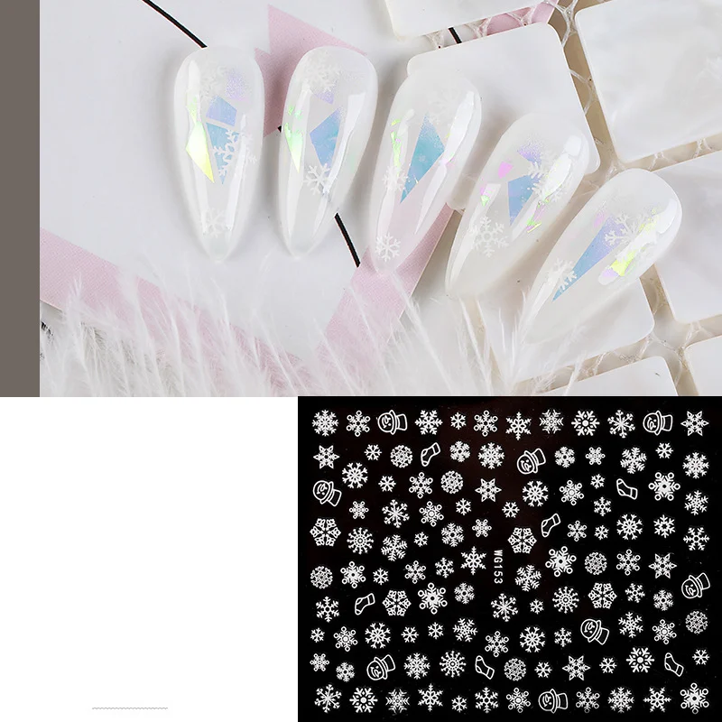 MU Snowflake Snow  Nail Art Stickers Decal Tips Xmas Reindeer Self And adhesive Nail Sticker