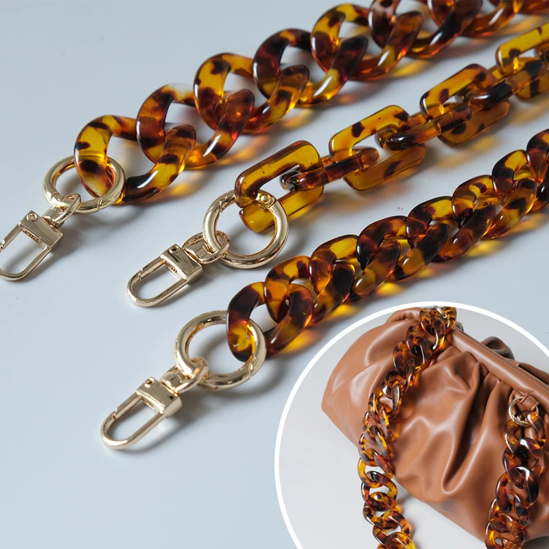 Vintage Tortoise Chain Link Handbag Strap Wrist Purse Handle Crossbody Acrylic Bag Chain Replacement