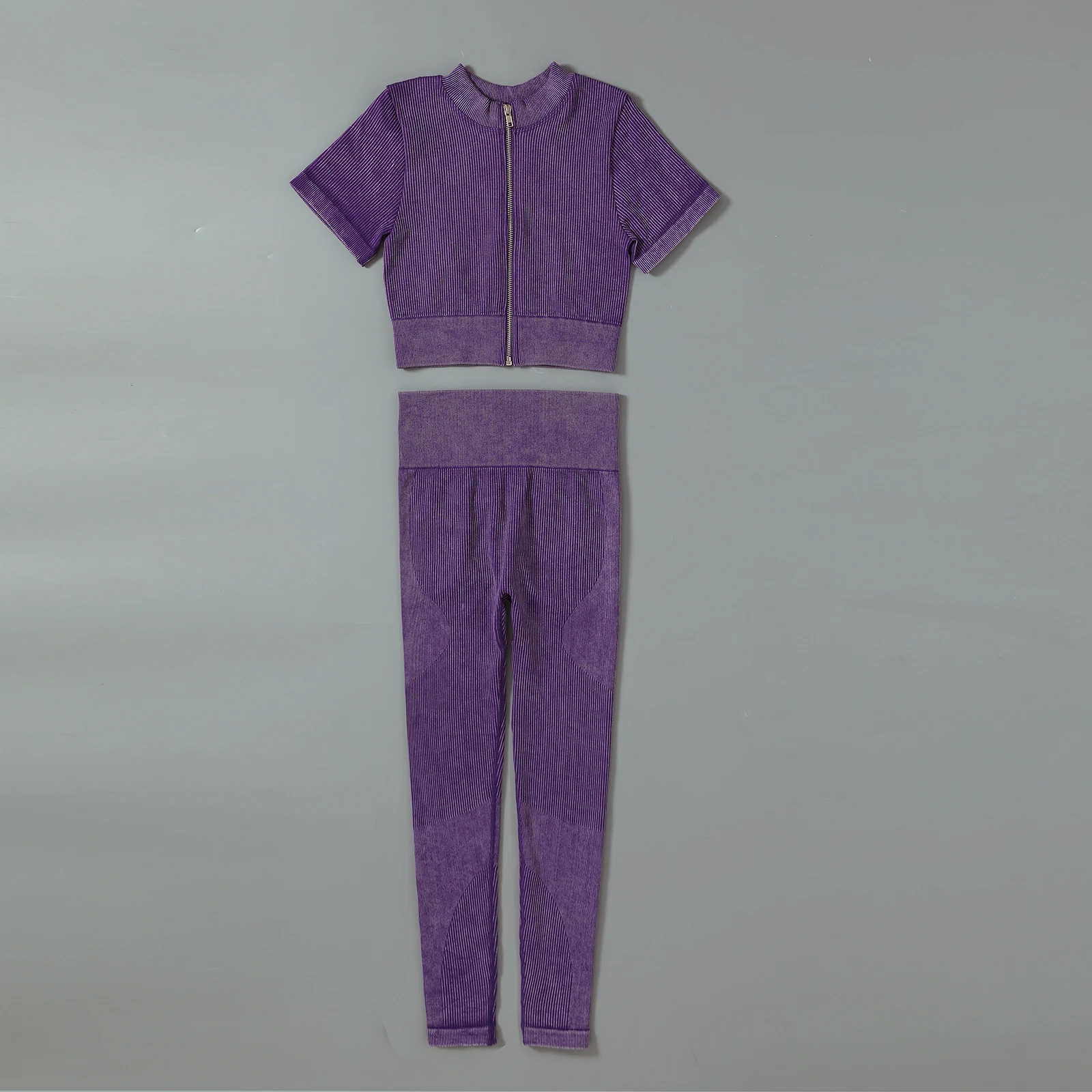 High Elastic Wholesale Seamless Ribbed Yoga Activewear Jogging Suit Women Set Fitness Clothes