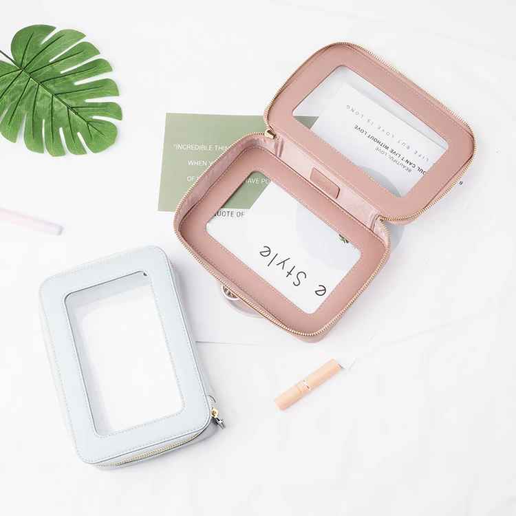 Travel Transparent Waterproof Beach Zipper Cosmetic Bag Pouch Clear PVC Leather Toiletry Bag