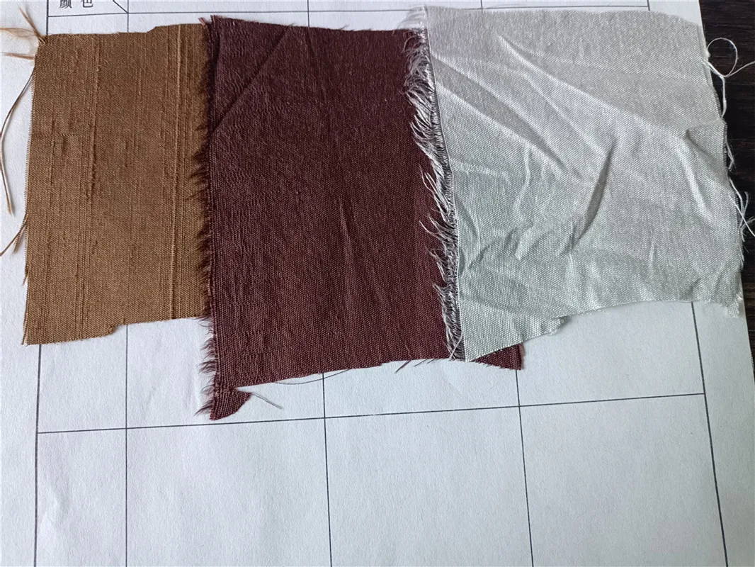 Stock Sales 100% Dupioni Silk Fabric 17mm for Clothing Beige pink Blue Brown Color Dupioni Silk Satin Fabric for Wedding