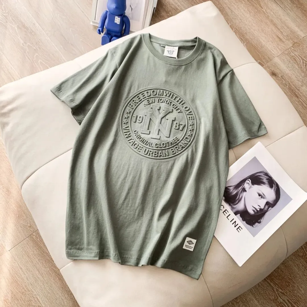 Wholesale Cheap price 3d embossed printing t shirt 100% cotton oversize heavy custom embossed t-shirts