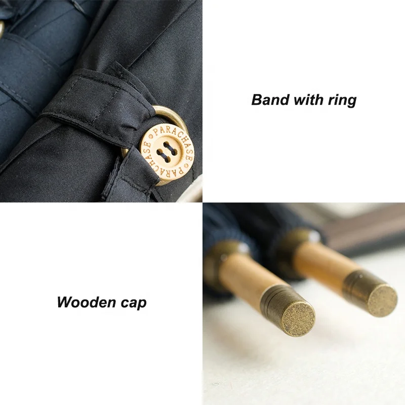 London UK Gentleman Handmade Natural Straight Stick Bamboo Umbrella with J Curved Handle