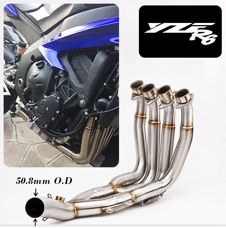 Moto Exhaust Full System Motorcycle Modified Front Mid Pipe Muffler Bicycle Slip on Stainless Steel Link For YAMAHA R6 YZF