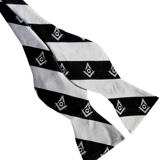 High Quality 100% Handmade Silk Jacquard Woven Mens Custom Self Masonic Bowtie