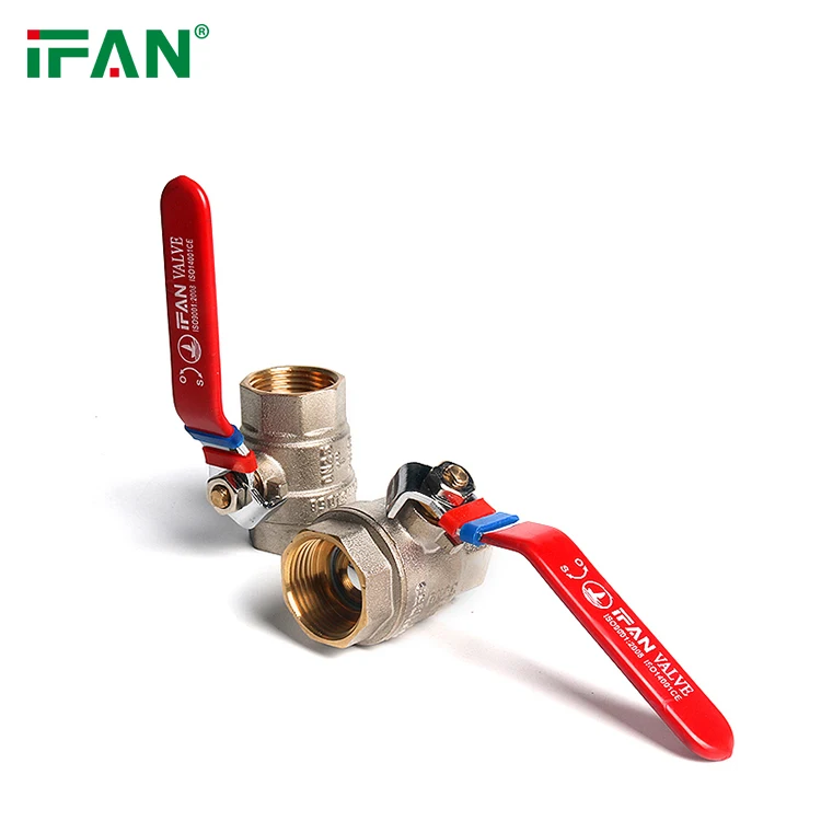 IFAN Supply Valve Ball Red Straight Handle Brass Water Valve 1/2'-2' FF Thread Brass Ball Valve