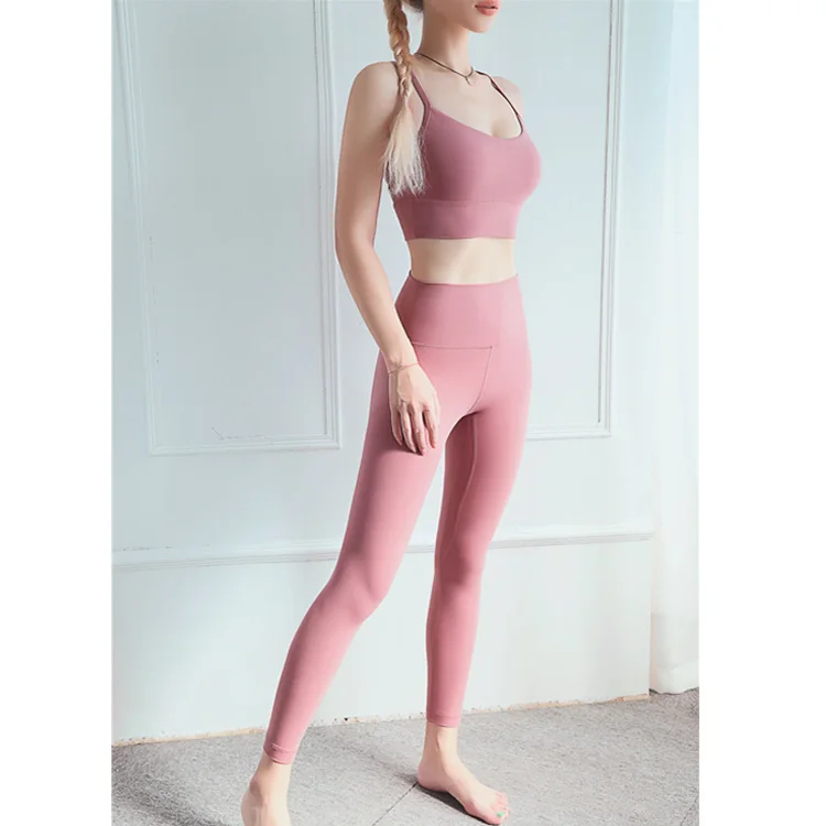 Новейшая Высокоэффективная спортивная одежда, женская одежда для фитнеса, Леггинсы для йоги и спортивный комплект с бюстгальтером