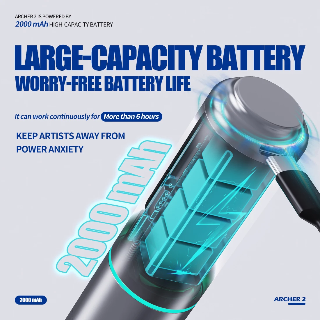 Mast Archer 2 Brushless Motor Professional Rechargeable & Wireless Tattoo Pen Machine 2000mAh