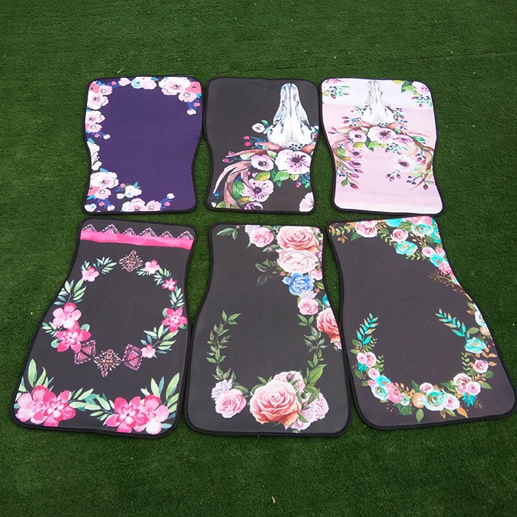 
Personalized Fashion Cow Head Floral Printed Car Floor Mat 