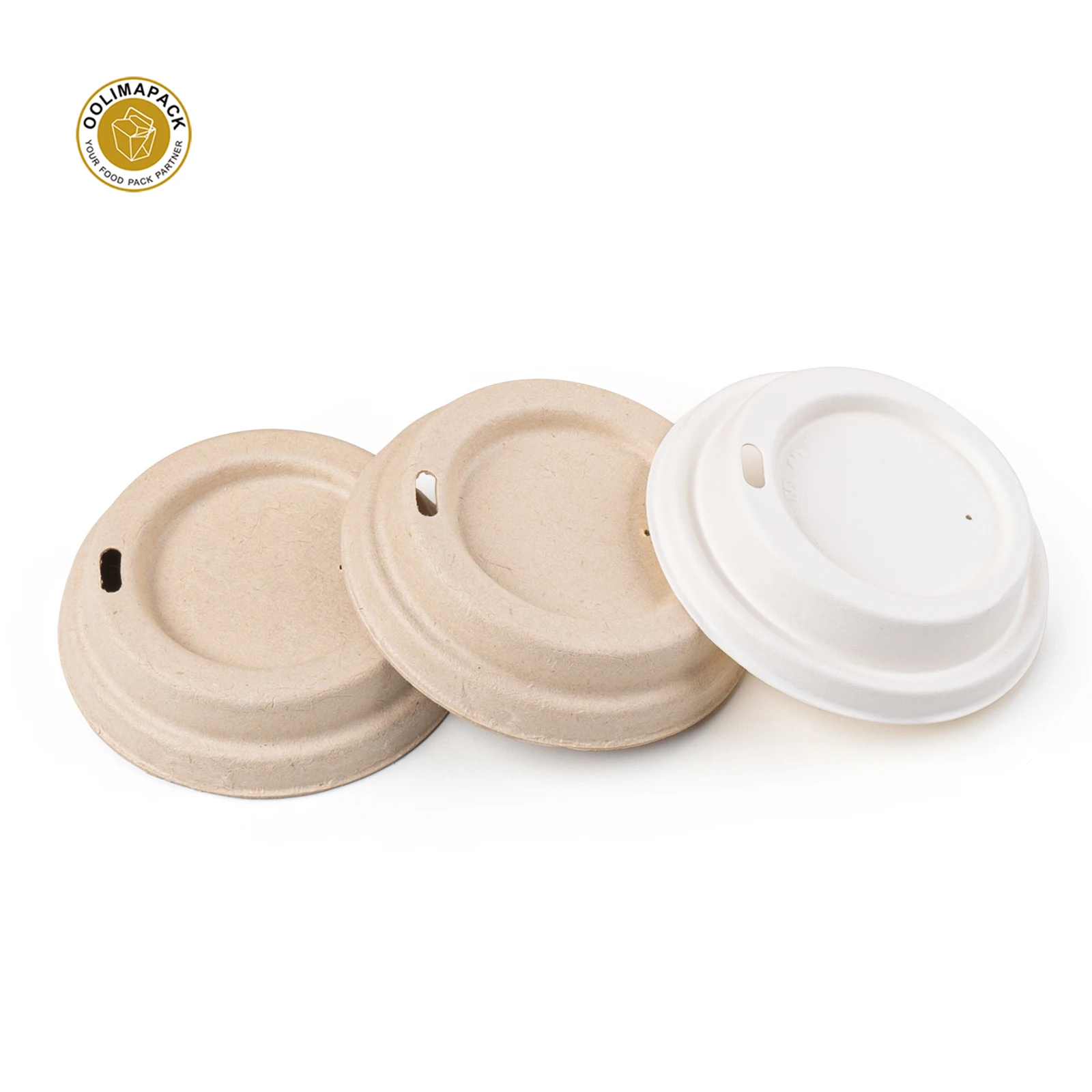 OOLIMAPACK Biodegradable Sugarcane Bagasse Eco Friendly Bagasse Coffee Cup Lid