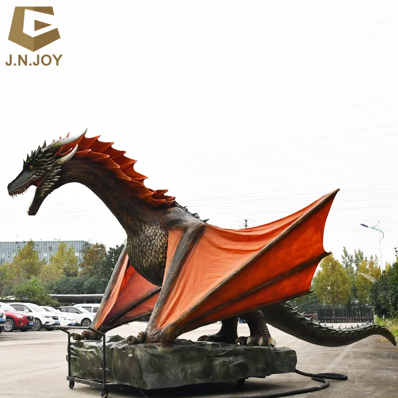 SGAD162 Zigong  Life size mechanical moving dragon realistic red fire dragon animatronic