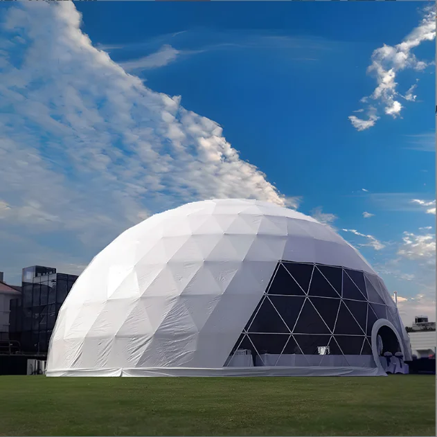 Customized 7m 8m trade show tent outdoor luxury transparent Igloo geodesic dome house tent