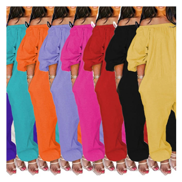 Ladies long sleeve off shoulder loose one piece jumpsuits women 2021 fall clothing