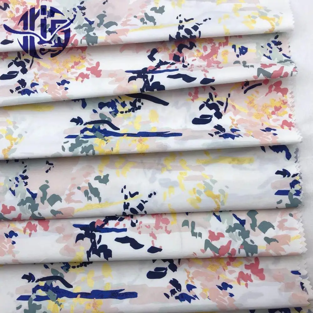 wholesale Gots Certified Muslin flower Printing 100% Organic Cotton  poplin dress Fabric for baby