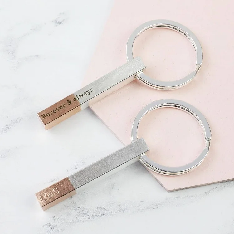 
Custom engraved personalized key chain stainless steel 3D bar keychain 