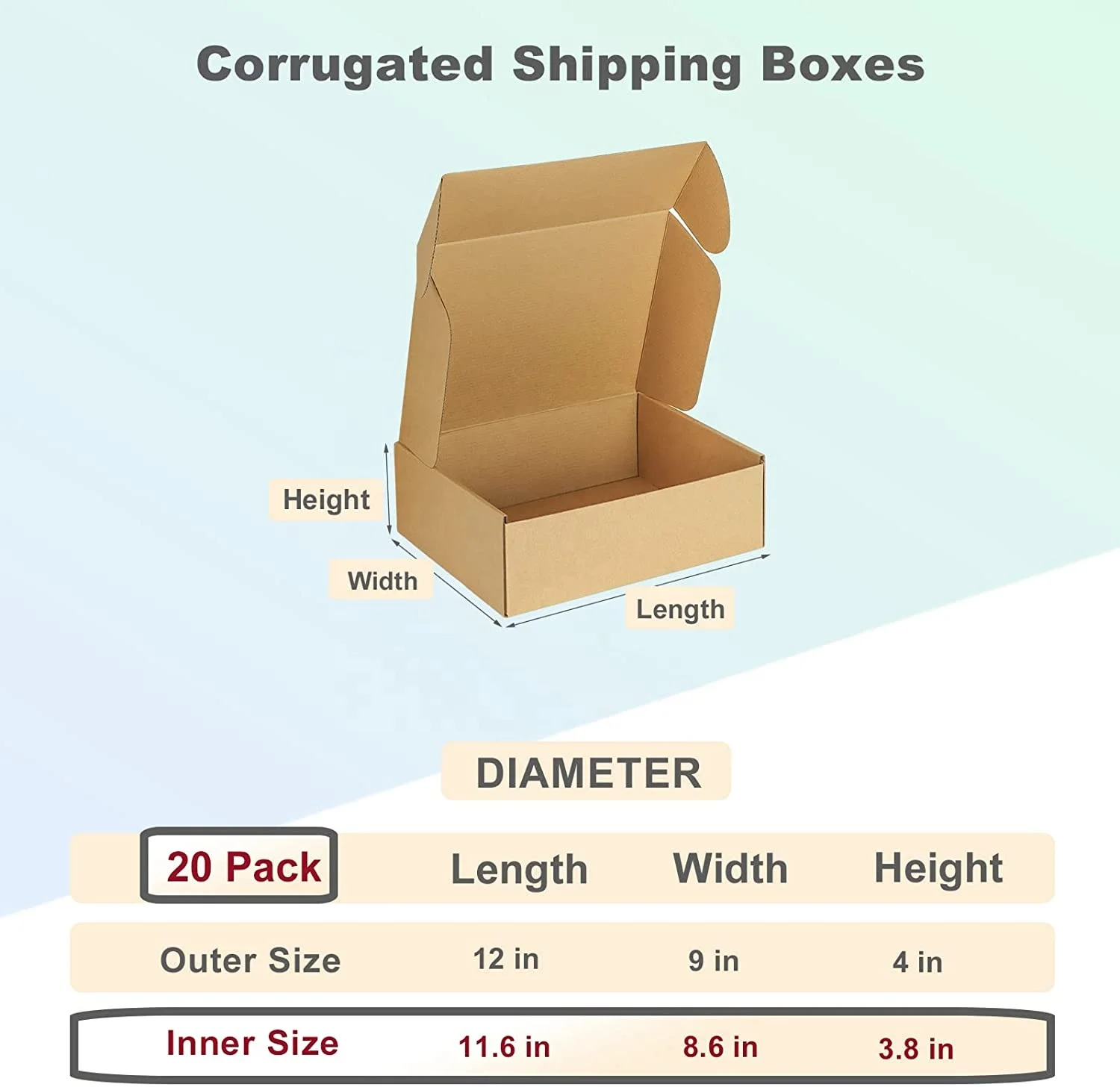12x9x4 Custom corrugated small mailing shipping boxes for packaging small business