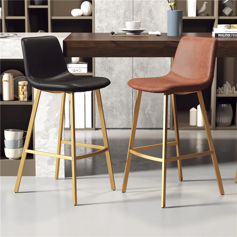 Pu Leather Bar Stools Industrial Pub Barstools With Back And Footrest Modern Armless Bar Stool Chairs