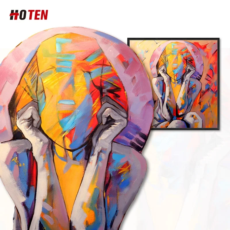 Limited 100% handmade painting waiting theme abstract decorative painting