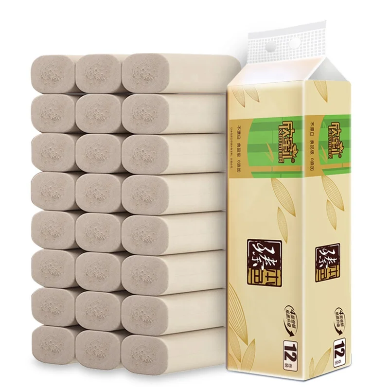 Eco-friendly bamboo pulp toilet paper, tissue roll natural bamboo toilet tissue