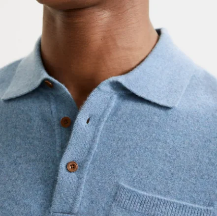 wholesale blank italian-cashmere sweater with polo collar designer Italian cashmere jumper men