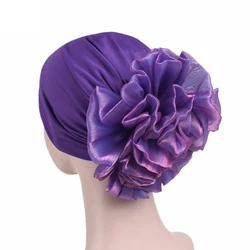 woman plain headwrap big flower bonnets turbans muslim head turban cap hijab fancy head wrap beanie sale for ladys