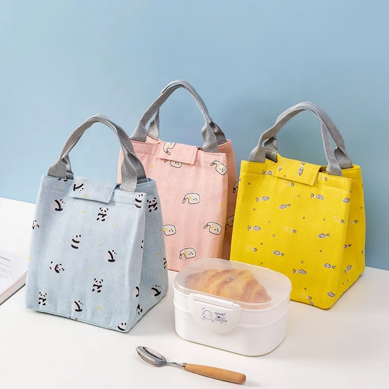 Magic tape lunch box bag set for school with custom logo foldable thermos lunch bag