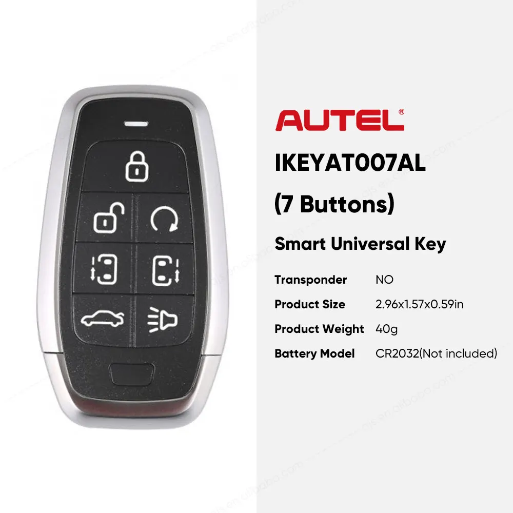 Autel IKEYAT007AL IKEY AT007AL 7 Buttons Smart Universal Key Used with Altra Car Key Programming Copy KM100 IM508S IM608S II PRO