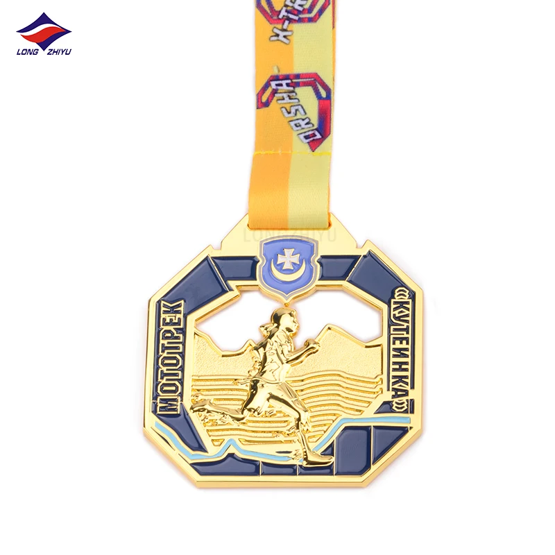 Longzhiyu gift factory design your own zinc alloy 3d gold award marathon running medals custom wholesale metal sport medal