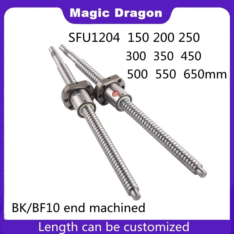 Machined 1204 Ball Screw SFU1204 200 300 500 600 800 1000mm C7 Roller Ballscrew With Single Ball Nut For CNC Parts