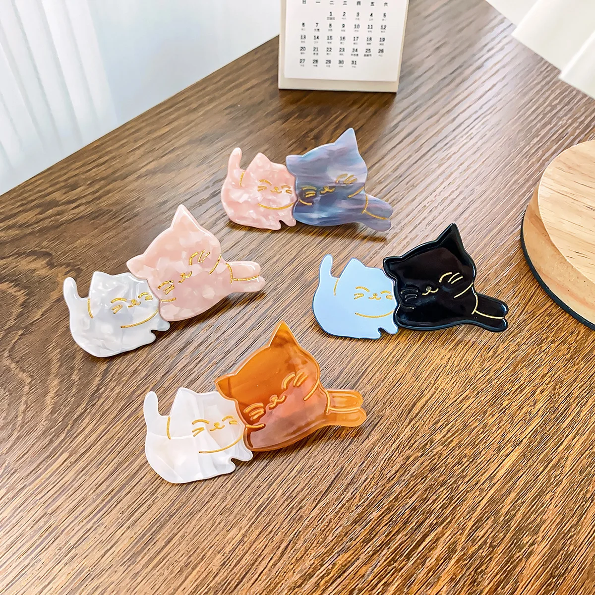 YIYI Wholesale Korean Fashion Spliced Acetate Hairpins Pretty Animal Hair Clips Customized Cute Cats Hair Clips For Girls