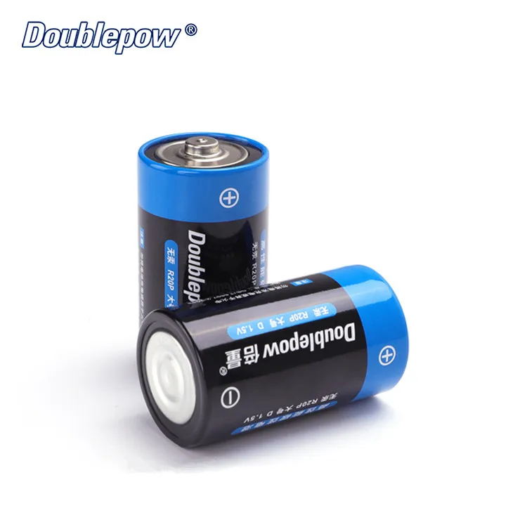 Doublepow 1.5V D Size Carbon Zinc Cylindrical Battery R20P for Household Appliances Consumer Electronics