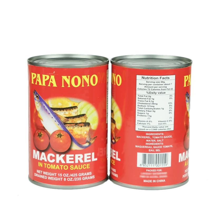 Papa Nono Brand Canned Mackerel In Tomato Sauce Manufacturer
