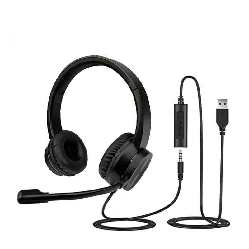 Proffessiona lPC Wired Headphones with USB Plug for Office/Call Center