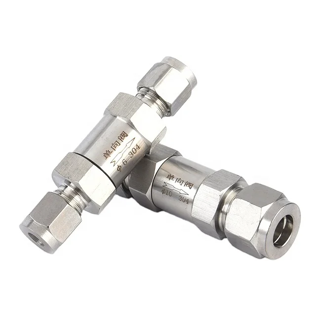 Spring Loaded Non Return Valve Check 1/2 Tubing 1/4 Ss304 Stop One-way Instrument Stainless Steel Valves