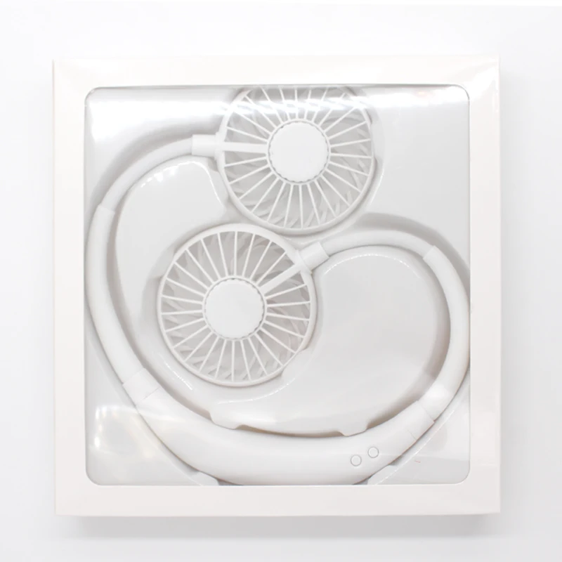 Wearable Sports USB Neck Hanging Fan With Rechargeable Battery Hands-Free Mini Fan Earphone Design