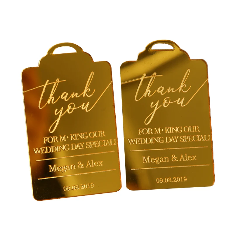 Luxury wedding thank you gift tag with personalized name SAVE THE DATE personalized golden  Favor bridal party decoration