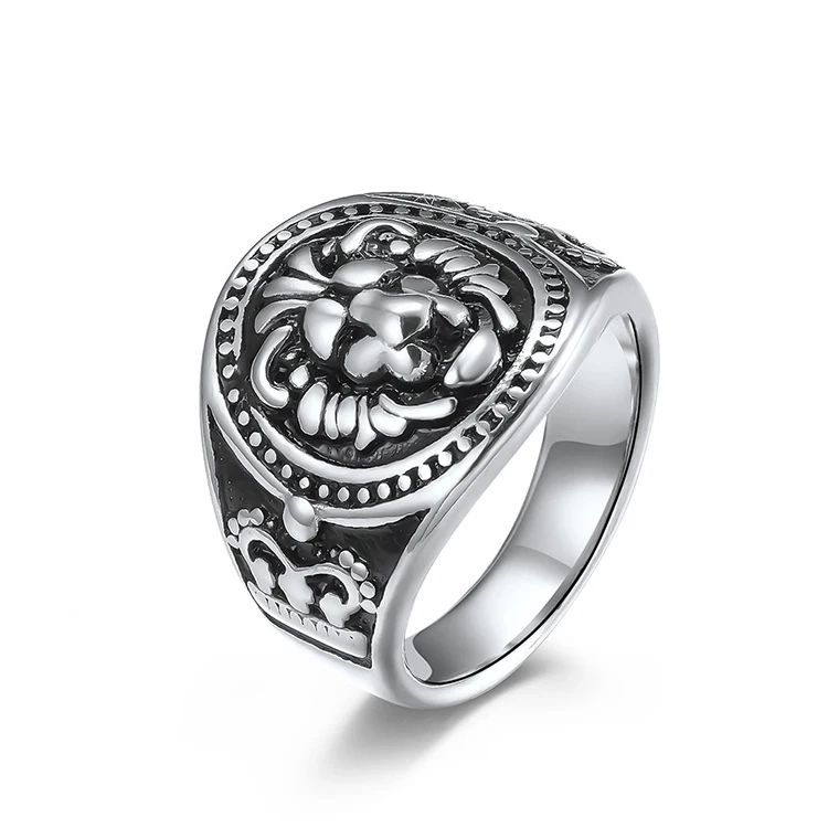 2024 Vintage Silver Gold Lion Animal Head Rock Finger Rings Gold Plated Stainless Steel Rings for Men