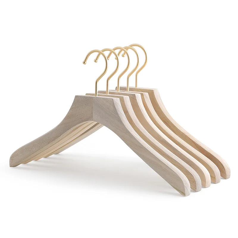 Hotel Quality Luxury Heavy Duty Wooden Suit Hangers Wide Wood Hanger for Coats and Pants