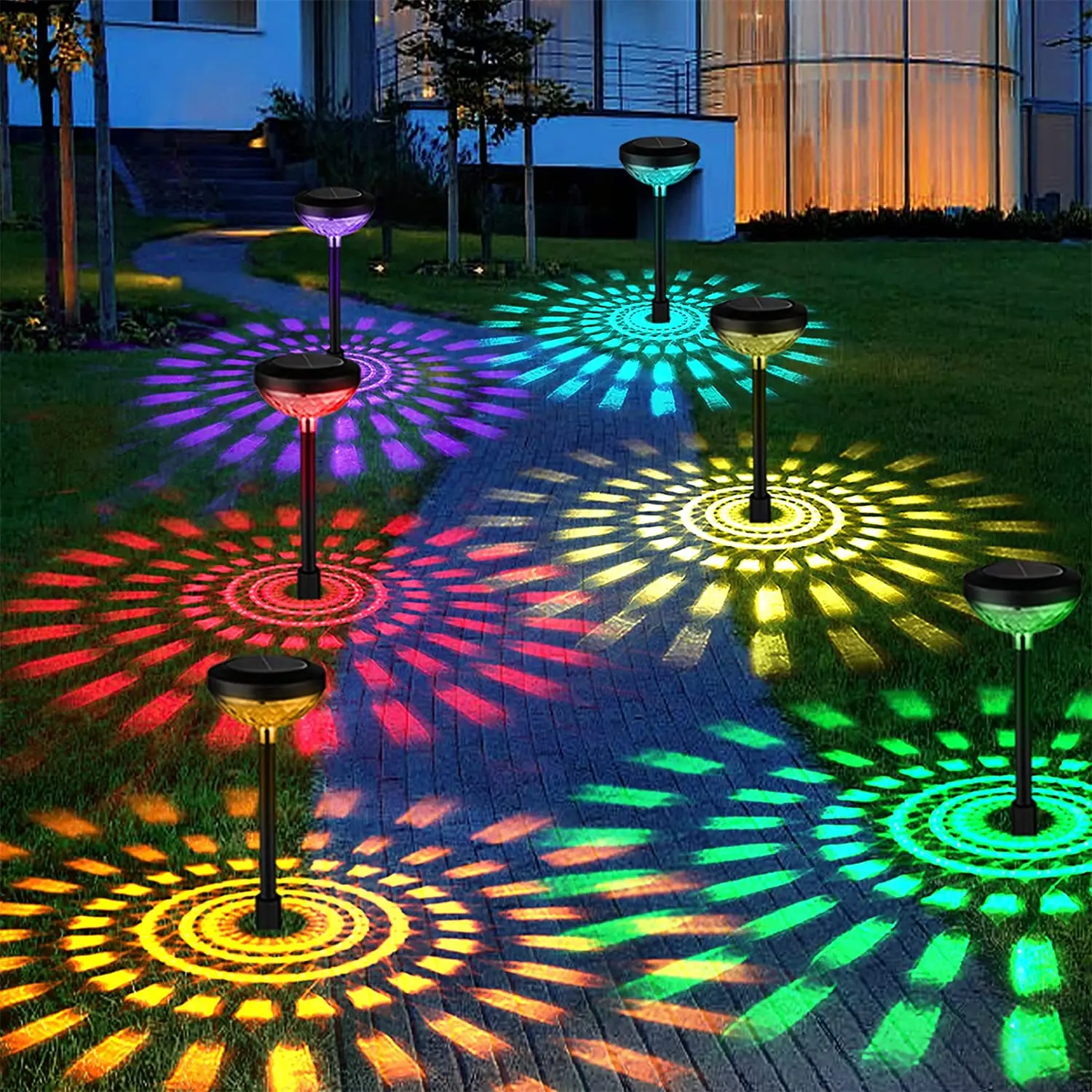 High-quality whole Decorative Solar Garden Lights Outdoor Color Changing Warm White Solar Pathway Lights With Beautiful Patterns