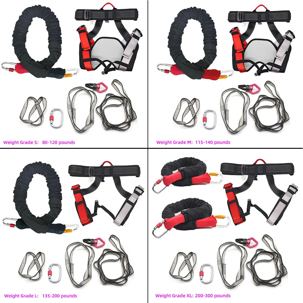 Adult/Kids Bungee Dance Cords Jumping Workout for Suspension Trainer Bungee Exercises Flying Yoga Bungee Fitness Cords kit