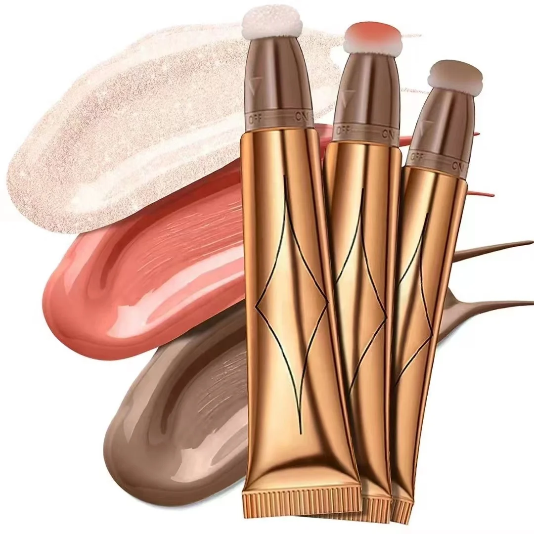 Beauty Wand Face Makeup Cosmetic Tube Blusher Plastic Packaging Tube With Soft Sponge Applicator