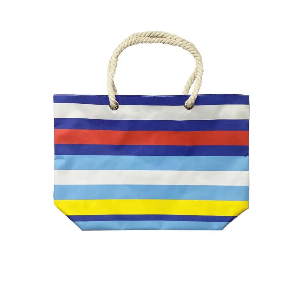 2022 wholesale customized straw beach women bags summer blue and white stripe tote bag manufacturers
