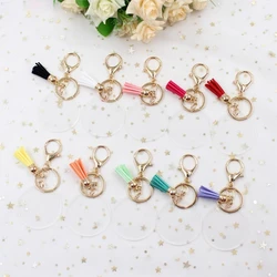 Acrylic Clear Round Keychain With Tassels Lobster  Circle Monogram Gold Keychain