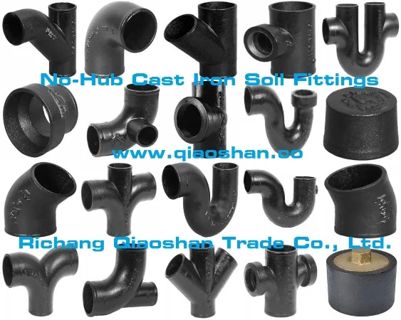 Double Wye No-Hub Cast Iron Soil Fittings for Sanitary and Storm Drain Waste Vent Pipes