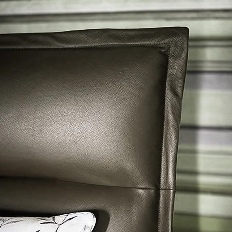 Luxury Modern Design Bedroom Furniture Nappa Leather Twin Queen Bed Top King Size Double Beds Quality Wrought Iron Pine 1 Set