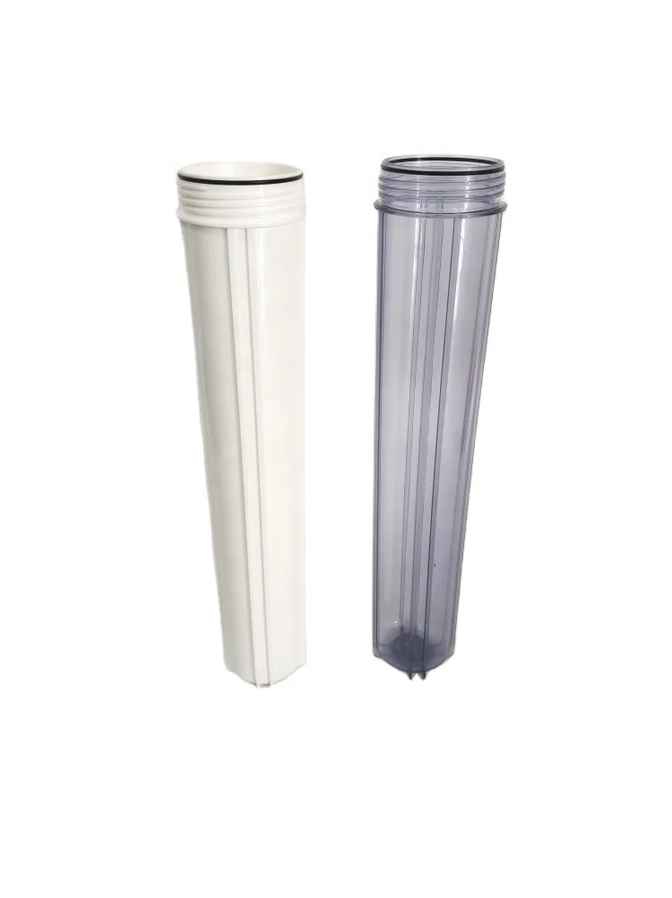 Household 20H 3/8 port 1/2 port single O ring clear plastic with pressure relief water filter cartridge housing