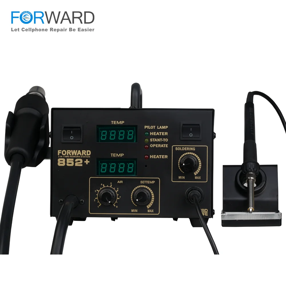 FORWARD 852+ Soldering Station Irons With Hot Air Heat Gun For Welding And Desoldering PCB Motherboard Cellphone Components