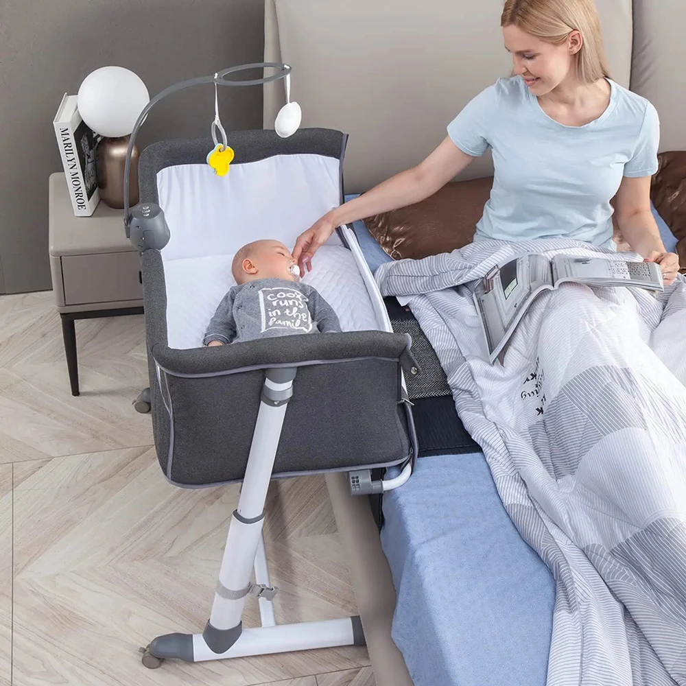 Electric Baby Cot Swing Grey Color  Automatic Cradle Bed  Bedside Bassinet for Babies and Infants baby swing bed