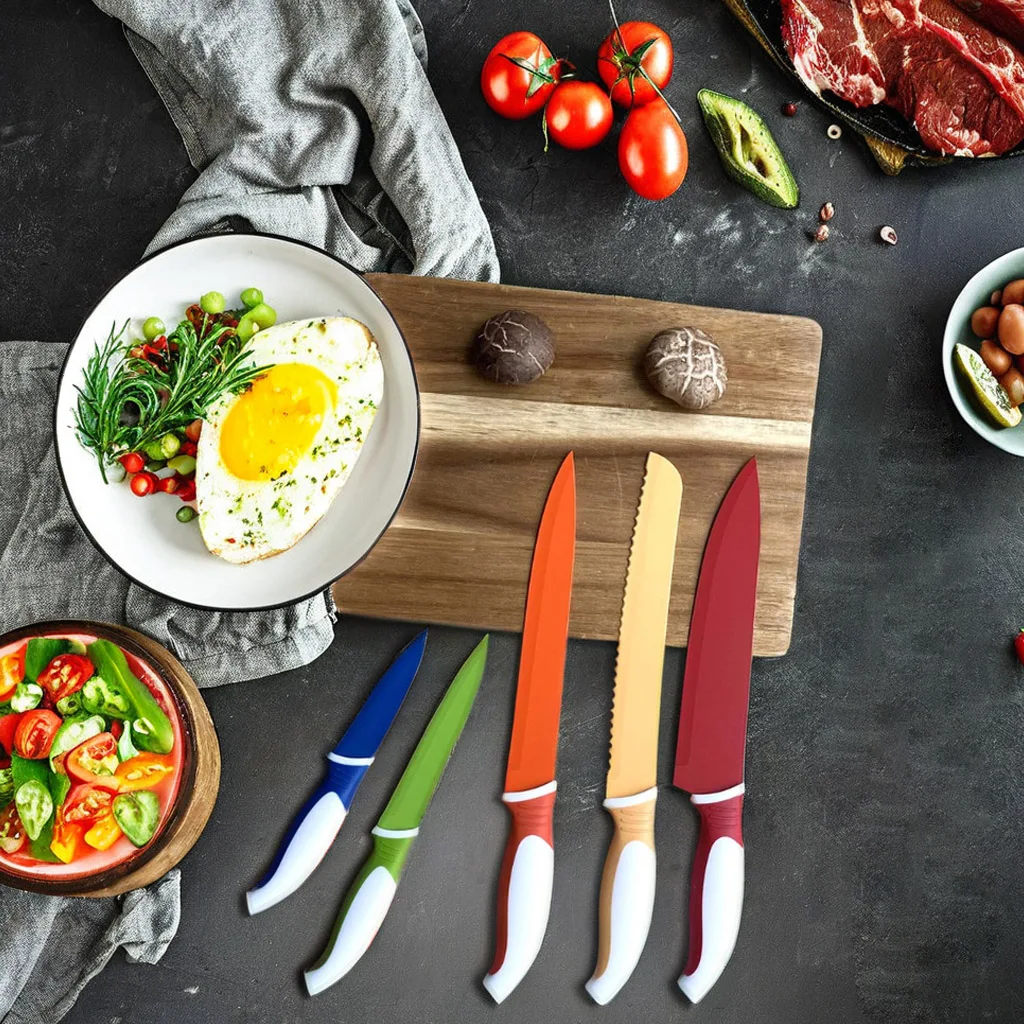 Top Seller 3cr13 Stainless Steel 5pcs Portable Durable Kitchen Knife Set With Pp Handle