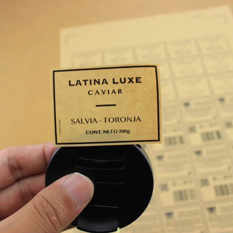 Wholesale self adhesive kraft paper sticker recyclable candle jars warning barcode printer transparent gold foil label